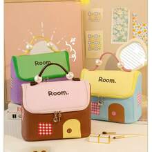 Dopamine House Structured Waterproof Makeup Bag, Multi-Compartment Travel Toiletry Organizer Pouch, Portable & Chic