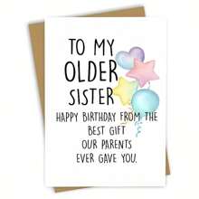 1pc Birthday Greeting Card, Sincere Blessings For Sister,School Supplies,Back To School