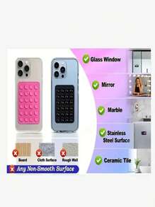 1pc 24 Suction Cup Silicone Non-Slip Washable Double-Sided Suction Cup Phone Holder, Cell Phone Holder, Phone Anti-Slip Sticker, Power Bank & Phone Case Accessory