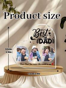 1 Piece Of Customized Children's Room English Letter And Heart-Shaped Photo Frame Handicraft, Ideal Choice For Mother's Day And Father's Day, A 3.9-Inch Heart-Shaped Acrylic Plaque For Dad's Birthday Gift From Daughter, Holiday, Autumn Decoration - Multicolor - View 4