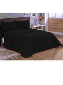 Imperium Double Bedspread Standard 3 Pieces Quilted Soft Touch Black - Negro - Ver 1