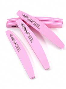 10 pezzi Lima per unghie in spugna a forma di mezzaluna, grana 100/180, alta elasticità per la manicure, rosa