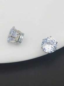 2pcs Set Of Stylish Round Artificial Crystal Stud Earrings, Fashion Jewelry