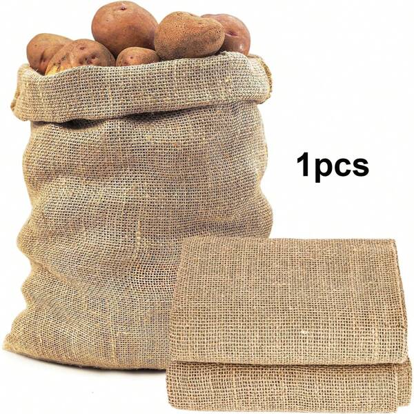 1pc High Density Jute Bag, 19x27 Inches, With Drawstring, Suitable For Storing Potatoes And Other Crops