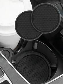 1pc/2pcs/4pcs-Universal Vehicle Bling Car Coaster, Crystal Rhinestone Coaster For Cup Holders, Car Interior Accessories 2.75'' Silicone Anti  Car Coasters For Women (Black)
