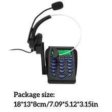 Compacto multifuncional centro de llamadas agente de teléfono Oficina de negocios multifuncional Teléfono Dial Pad Call Center Tráfico Teléfono Auriculares - Negro - Ver 2