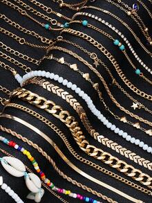 17KM 22 件简约爱心蝴蝶贝壳水钻串珠脚链套装女式夏季海滩波西米亚风脚链时尚珠宝礼物