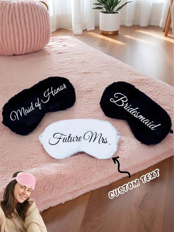 1 Pc Personalized Bride Fluffy Sleep Mask,Custom Bridal Shower Bridesmaid Proposal Gift Plush Fur Eye Mask,Great Gift Idea For Your Friends,Colleagues,Parents And Lovers On Valentine's Day,Thanksgiving,Christmas,Birthday And Other Festivals