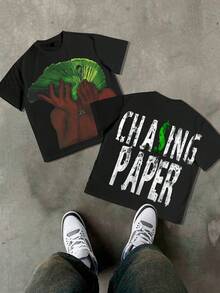 CHASING PAPER,Money,Y2k Pattern... 100% Cotton T-Shirts Feature A Youthful And Fashionable Design. They Come  They Are Perfect For Casual Wear And Street Style. They Are Excellent  Gifts For Friends And Family.Beer Shirt,Funny T Shirts,Dad,God Shirts,Alien - màu đen - Xem 1