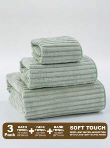 Set de 3 piezas de toallas de baño de felpa de coral absorbente: 1 toalla de baño de 70 * 140 cm, 1 toalla de mano de 34 * 75 cm, 1 toalla de cara de 35 * 35 cm, suaves y amigables con la piel para el baño del hogar, de vuelta a la escuela