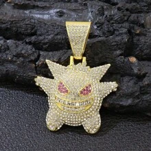 pokemon 1 pieza Collar con colgante de Squirtle de en 3D con incrustaciones de strass, de estilo hip-hop personalizado, brillante, adecuado para uso diario, fiestas y como regalo.