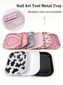 1 Stück Edelstahl Desinfektion Nageltablett, Nieren-, Quadrat-, Herz- oder Längsrundform, hitzebeständig für Schönheitssalon Nail Art Werkzeuge, tragbares Desinfektion Nagel-Werkzeug Zubehör