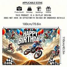 1pc 2D Off-Road Vehicle Themed Motorcycle Racing Birthday Party Decoration Background Cloth, Photography Studio Prop