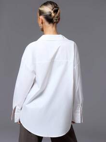 Jeta Ari Oversized Button Up Shirt Old Money Spring Vacation Easter - White - View 7