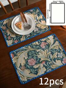 1/4/6/12 piezas Manteles individuales con estampado de flor de tulipán, estilo vintage pastoral americano para decoración de cocina, mesa de comedor para reuniones festivas, fiestas de cumpleaños, decoración del hogar, dormitorio, jardín, todo el año