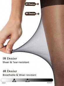 2 Pairs/4 Pairs Women's Black Sheer Pantyhose, 20D Smoothing Control Top Tights, Dress Socks