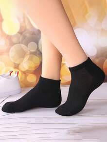 5 Pairs Men's Black, White, Gray Breathable Mesh Ankle Socks, Summer - Multicolor - View 10