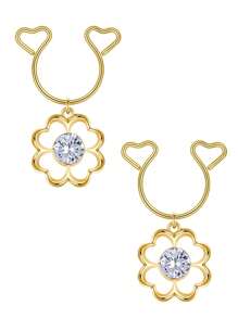 AVYRING 2Pcs Sexy Heart Love Nipple Ring No Piercing Nipple Hoops Women Fashion Body Jewelry Non Piercing Fake Nipple Rings Valentine Gift For Women