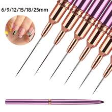 1pc Metal Handle French Stripe Liner Nylon Brush 3d Tips Manicure Ultra-Thin Line Drawing Pen Brushes Painting Nail Art Tools Christmas