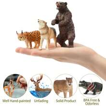 North American Forest Animal Figurines Educational Toy Cake Toppers,Realistic Jungle Animal Set, Christmas Birthday Gift For Kids Toddlers, Includes Elephant,Camel,Giraffe,Tiger Lion,Panda,Bear,Deer,Hippo,Rhino,Raccoon,Lynx,Wolf,Eagle,Beaver, Rabbit,Beaver,Bald Eagle, And More