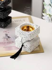 1 Peça Queimador de Incenso Quadrado de Resina para Mão, Textura Pontilhada, Preto e Branco, Estilo Moderno Minimalista, Suporte de Incenso para Hotel, Casa, Escritório, Sala de Estar, Decoração de Feriado