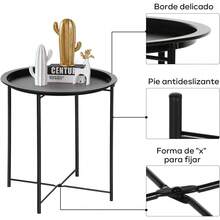 Mesa Auxiliar de Metal,la Mesa Auxiliar Auxiliar Minimalista Moderna,Diseño Plegable de La Mesa Auxiliar Redonda,Bandeja extraíble,Adecuado para balcón, Oficina, Dormitorio, Sala de Estar - 1 - Ver 10