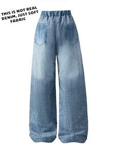 Pantalones largos casuales con estampado de mariposas para niñas preadolescentes, cómodos para usar a diario, de viaje o al aire libre, para primavera/verano - Azul - Ver 2