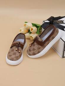 Kids' New Breathable Floral Print Simple Slip-On Casual Sneakers - Khaki - View 1