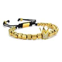 1 Pieza Pulsera de cuerda trenzada con decoración de corona de acero inoxidable de lujo, adecuada para uso diario, puede ser un regalo para novio, amigo, fiesta de cumpleaños