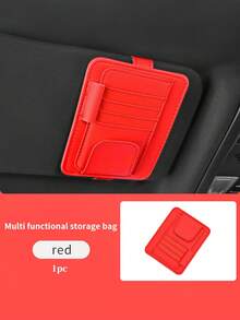 1pc Car Sun Visor Storage Bag, Sun Visor Bracket, Multi-Pocket Car Sun Visor Organizer Bag, Car Truck SUV Storage Bag, Multifunctional Car Interior Accessories Storage Bag, Sun Visor Storage Bag, Can Hold Fashion Glasses, Documents, Cards, Pens, Driver's License, Etc. - Black - View 18
