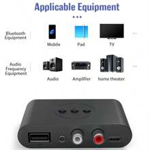 KZ Receptor de audio Bluetooth 5.2 con unidad USB, conector RCA, jack AUX de 3.5 mm, adaptador inalámbrico estéreo con micrófono para kit de coche, altavoz y amplificador