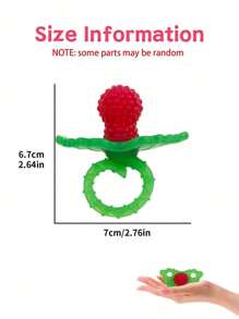 1Pc Silicone Baby Teether Toy - Berrybumps Soothe Babies Sore Gums - Infant Teething Toy - Hands Free Design - - Easy-To-Hold Design - Teething Relief Pacifier - Fruit Shape/Red (Some Parts May Be Random)School, Student,Stationery,School Supplies