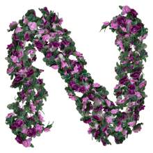1/5pcs Exquisite Artificial Rose Vine Flowers Garland - Lifelike Small Roses With Green Leaves, Plastic Faux Floral Decor For Wedding, Home, Living Room, Wall Hanging, And Party Decoration - Easy To Shape And Hang