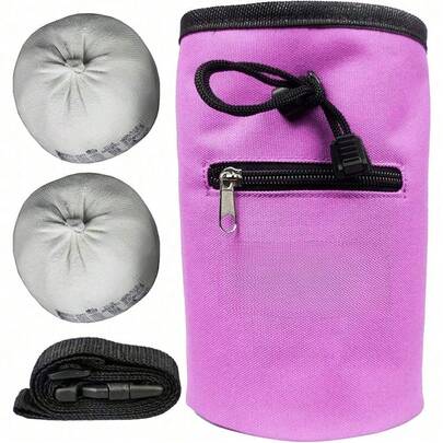 Chalk Ball Set With 2 X 100%  Magnesium Carbonate Chalk Balls & Chalk Bag For Rock Climbing, Gymnastics, Weightlifting & More (Pink)