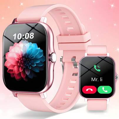 New Hot 1pc Unisex Comfortable Silicone Strap Smart Watch, Supports Calling, Message Reminder, Fitness Tracking, Music Control, Remote Camera, Heart Rate Monitor, Multiple Sport Modes. 1.83inch Full Touchscreen, Compatible With Android And IOS