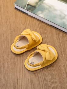 婴儿凉鞋 0-15 个月宝宝学步鞋 带蝴蝶结 - 黃色 - 查看 3