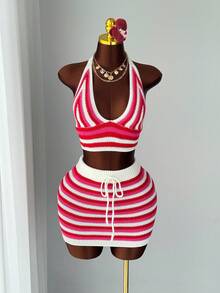 Women Sweater Co-Ords - Hot Pink - View 3