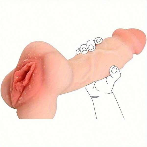 Juguete sexual masculino 2 en 1 con forma de pene, juguete masturbador para hombres, dildo-masturbador para sexo anal con un pene vívido