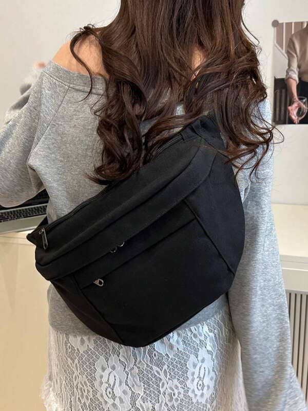 Women's Solid Color Fashion Waist Bag, Large Capacity For Casual Shopping, Commuting, Travel, And Business