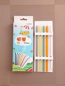 Colorful Glass Drinking Straws Set, Reusable And Heat-Resistant, With Cleaning Brush For Beverages, Bubble Tea, Water Cups,Kitchen,Christmas Gift - Multicolor - View 4