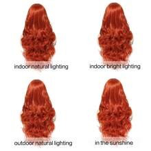 Auburn Orange Wig For Women 26 Inch Long Curly Wavy Middle Part Wigs Synthetic Hair Wigs For Cosplay Party Daily Use