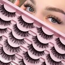 Cílios Naturais Curtos Cílios Postiços Wispy de Vison Conjunto 14 Pares Aparência Natural Olhos de Gato Fofos Tira de Cílios Postiços Pequenos Conjuntos de Cílios Falsos para Maquiadores e Iniciantes Maquiagem Diária (8-14mm)