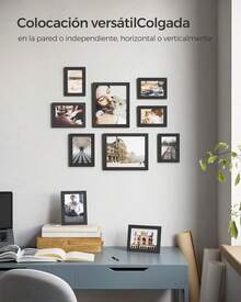 Marcos de Collage de Fotos, Juego de 10, Dos de 23.6 x 28.6, Cuatro de 16 x 21.1, Cuatro de 13.4 x 18.5, Negro Tinta MRPF10B ​ - Tinta Negra - Ver 11