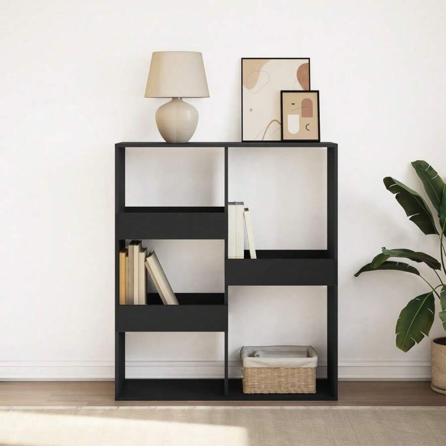 Bücherregal/Raumteiler Schwarz 100x33x115 cm - Schwarz - Übersicht 1