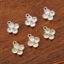 5 colgantes de trébol de cuatro hojas de circonita DIY, chapados en cobre con 18K, disponibles en colores oro y plata, accesorios de moda y minimalistas.