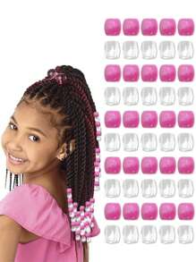 50 piezas de cuentas de colores decorativas para el cabello de niñas, surtido de colores