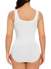 Tummy Control Shapewear Bodysuits For Women Slim Abdomen Compression Full Body Shaper Sculpting Shaping Tank Top Underwear Undershirts Wide Shoulder Straps - 白色 - 查看 11