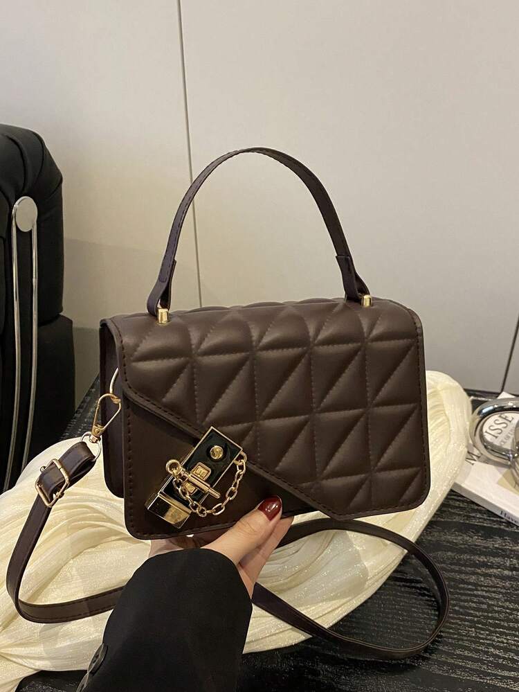 Fashionable Versatile Solid Color New PU Leather Handbag, Casual
