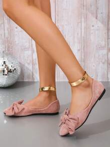 Sapatos Femininos Elegantes com Laço Nó 2025 de Bico Fino Versáteis, Mocassins Casuais Confortáveis