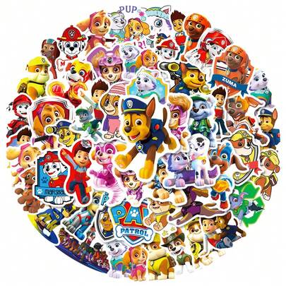 Paw Patrol 50PCS Cool Cute  Stickers PVC Decal Decoration Phone Skateboard Luggage Fridge Graffiti Sticker For Party Gift